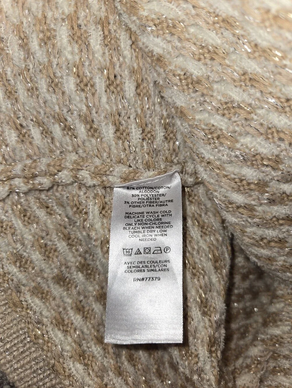 Ann Taylor Women's Sleeveless Textured Knit Sweater Top - Cream & Tan - Size 4